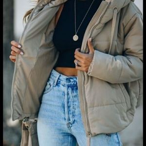 BNWOT Vici Stay Awhile Pocketed Hooded Puffer Jacket